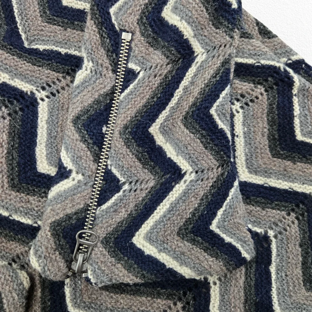 Free People Black Rhiannon Chevron Knit Sweater Dress Wool Blend Zip Sleeve XS